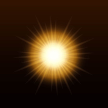 Vector yellow sun with rays and glowのイラスト素材