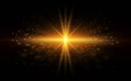 Golden Glow light effect. Star burst with sparkles. Vector illustration
