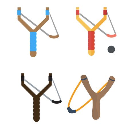 Slingshot isolated on white photo-realistic vector illustrationのイラスト素材