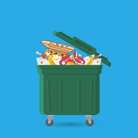 A full garbage can with waste.のイラスト素材