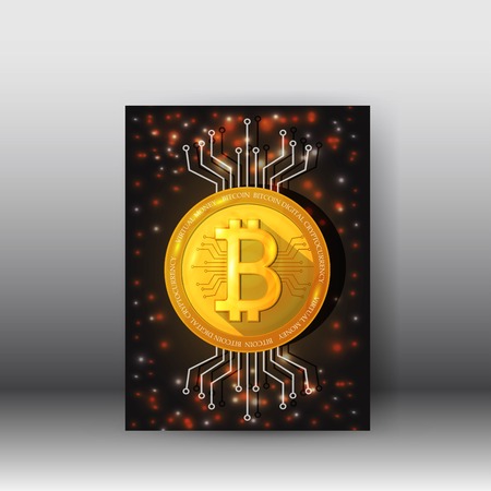 Cryptocurrency web banner with 3d Brochure bitcoin background posterのイラスト素材