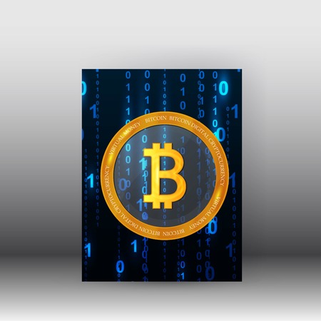 Cryptocurrency web banner with 3d Brochure bitcoin background posterのイラスト素材