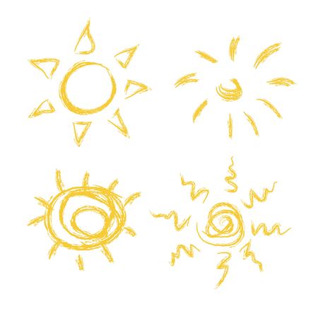 Sun icon set, vector illustrationのイラスト素材