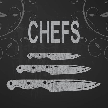 Chefs knife. sketch chalk illustration designのイラスト素材