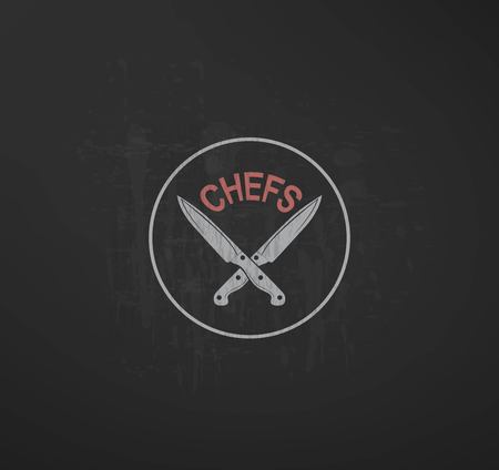 Chefs knife. sketch chalk illustration designのイラスト素材