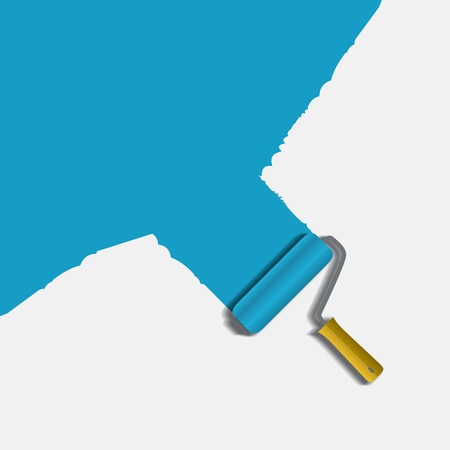 Paint roller with redecorated wallのイラスト素材