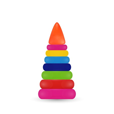 Children's toy pyramid.Colored plastic pyramid.のイラスト素材