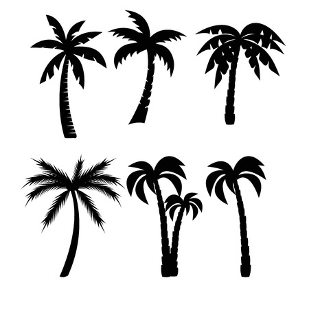 Palm trees black silhouettes setのイラスト素材