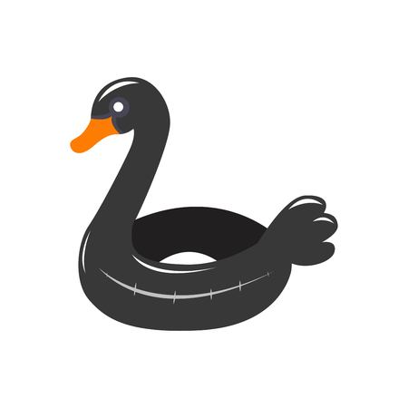 Realistic white swan bird shape swimming pool inflatable ring, tube, floatのイラスト素材