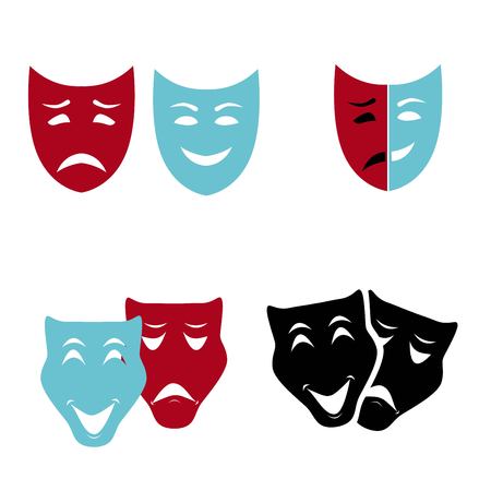 Theatrical masks set isolated on white backgroundのイラスト素材