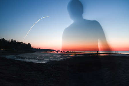 Bright sunset on the Gulf of Finland near St. Petersburgの写真素材