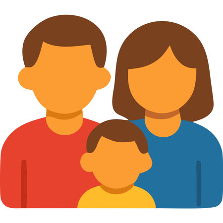 Family icon, mother and father with child vector illustration in flat styleのイラスト素材