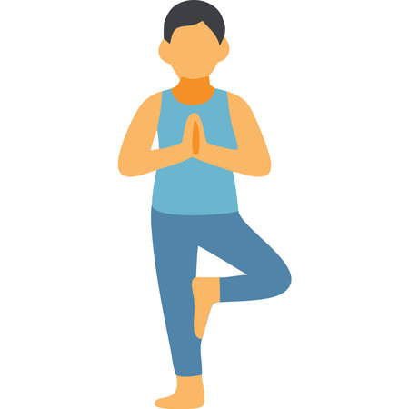 Illustration of a man practicing yoga isolated on a white background.のイラスト素材