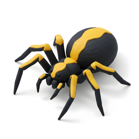 Spider isolated on white. 3D Illustration, clipping path.の素材