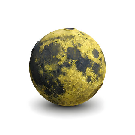Gold planet on a white background. 3d rendering, 3d illustration.の素材