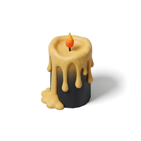 Burning wax candle isolated on white background. 3d rendering.の素材