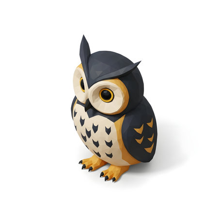 Owl isolated on white background. 3D illustration. Cartoon style.の素材