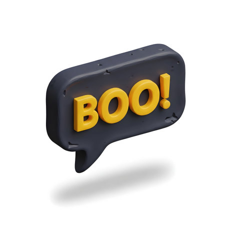 Boom in black speech bubble with shadow on white background, 3d renderの素材