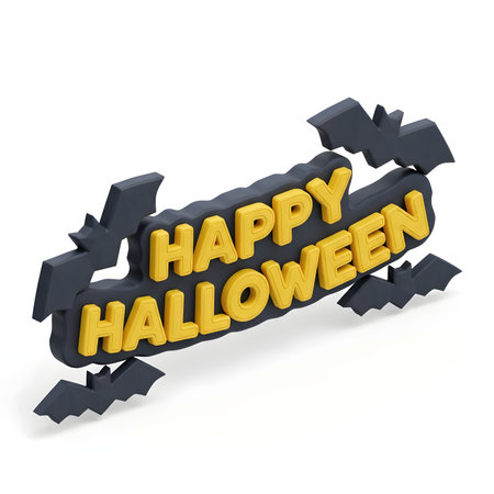 Happy halloween 3d render text on white background with shadowの素材