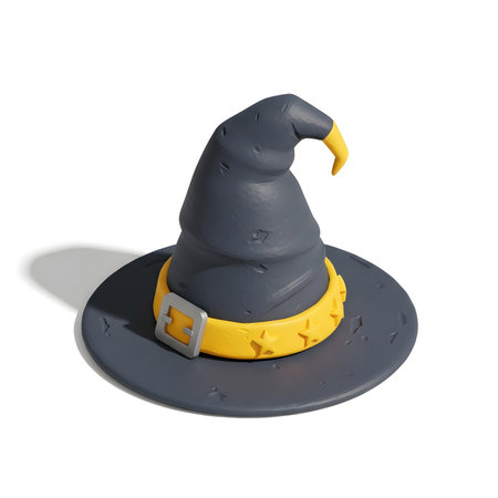 Witch hat isolated on white background. 3D illustration. Clipping Pathの素材