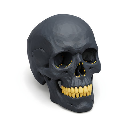 Skull on a white background. 3D illustration, clipping pathの素材
