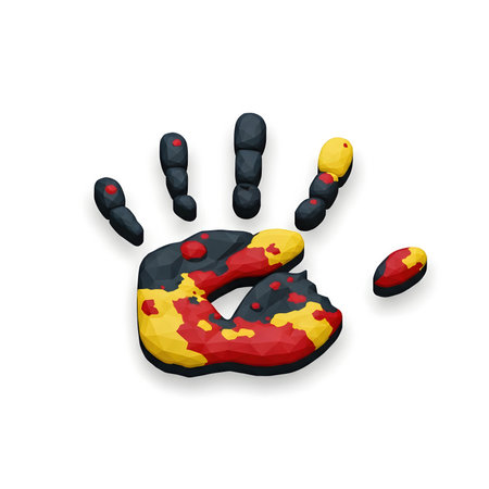 Colorful hand print isolated on a white background. Vector illustration.の素材