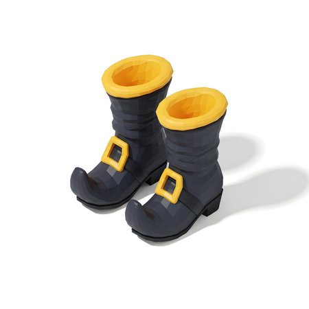 Rubber boots isolated on a white background. 3D illustration.の素材