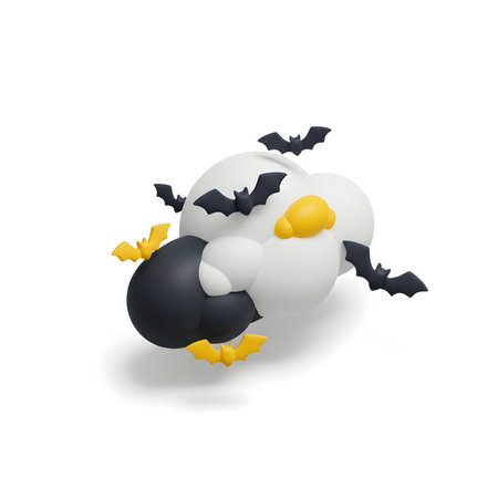 Penguin and bats isolated on white background. Vector illustration.の素材