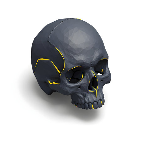 Skull isolated on white background. 3D illustration. 3D rendering.の素材