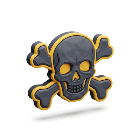 Skull and crossbones isolated on white background. 3d illustrationの素材