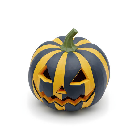 Halloween pumpkin with carved face on white background. Vector illustration.の素材