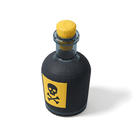 Pirate poison bottle. 3d illustration isolated on white background.の素材