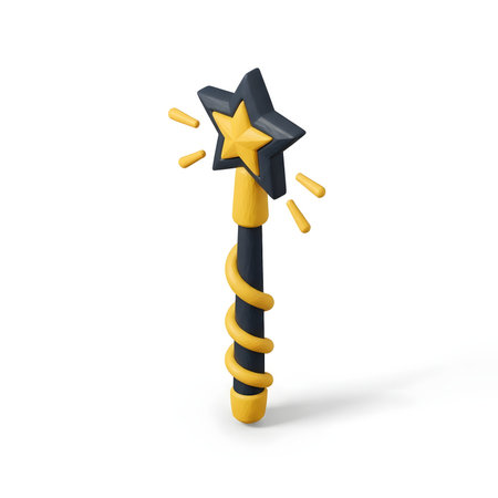 Magic wand isolated on white background. 3d render. Eps 10.の素材
