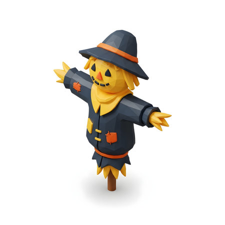 Scarecrow isolated on white background. Halloween character. Vector illustration.の素材