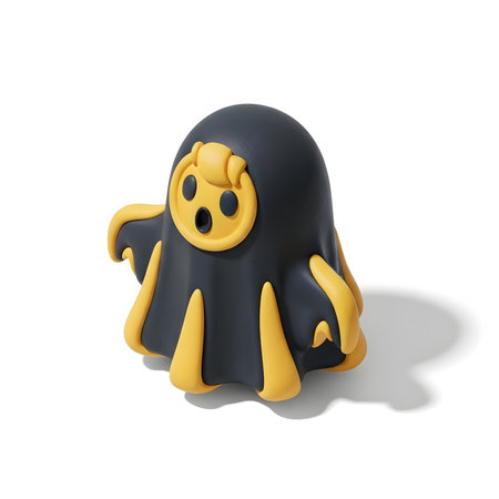 3d render of halloween monster on white background with shadowの素材