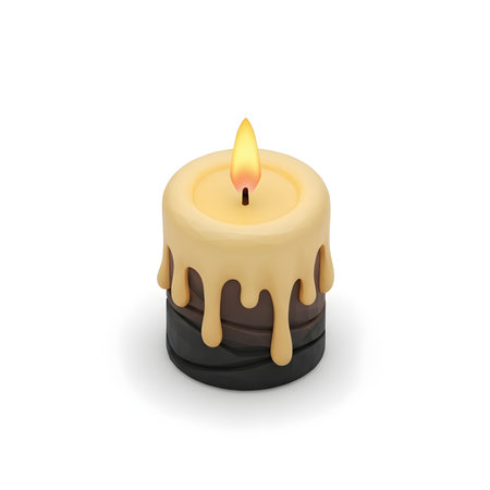 Candle isolated on a white background. 3d rendering, 3d illustration.の素材