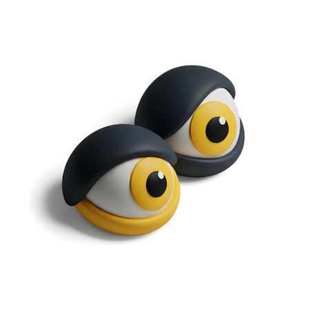 3d illustration of eyes in black and yellow on white background.の素材