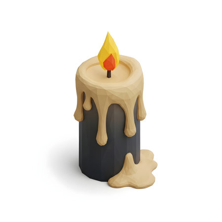 Burning wax candle isolated on a white background. Vector illustration.の素材