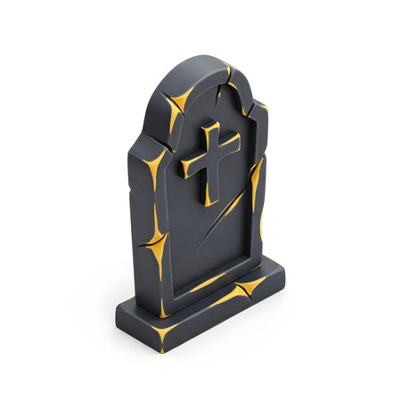 Halloween tombstone 3d render on white background no shadow.の素材