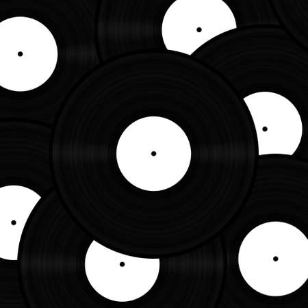 retro dj background with some venyl (illustration)の写真素材