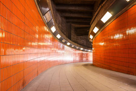 orange tunnel in berlin near fair centerの写真素材