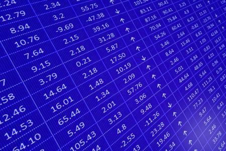 stock market display with figures in blue color