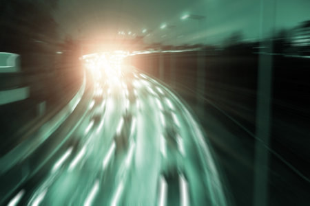 highway and light by nightの写真素材