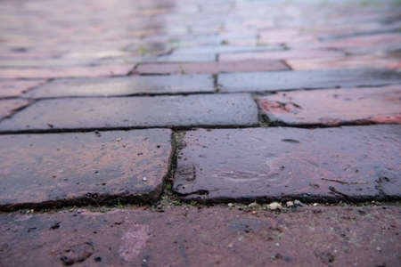 sidewalk, red tiled, background (texture)の写真素材
