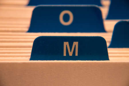 filing system with letter mの写真素材