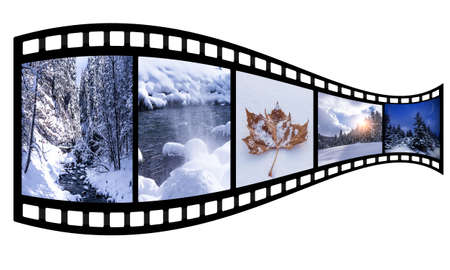 film strip with winter images (isolated)の写真素材