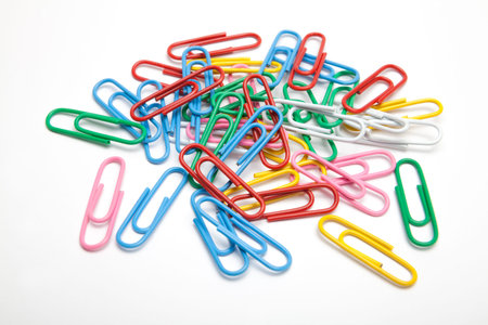 pile of paper clips isolatedの写真素材