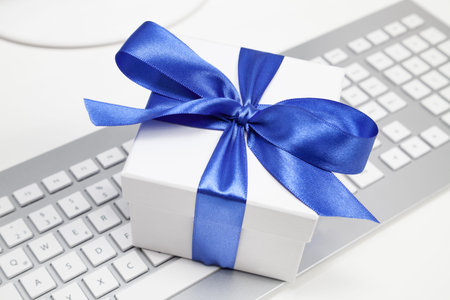 gift on a computer keyboard