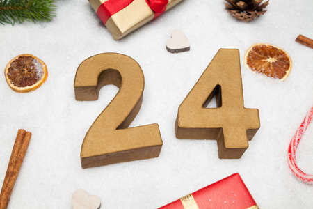 24th of december and winter decorationの写真素材