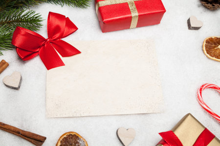 blank christmas card and decorationの写真素材